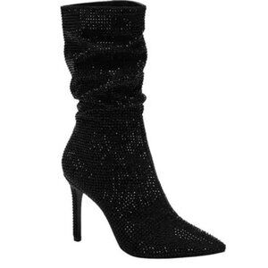 Thalia Sodi Raquell Stiletto Booties Black Bling 6.5M NWT